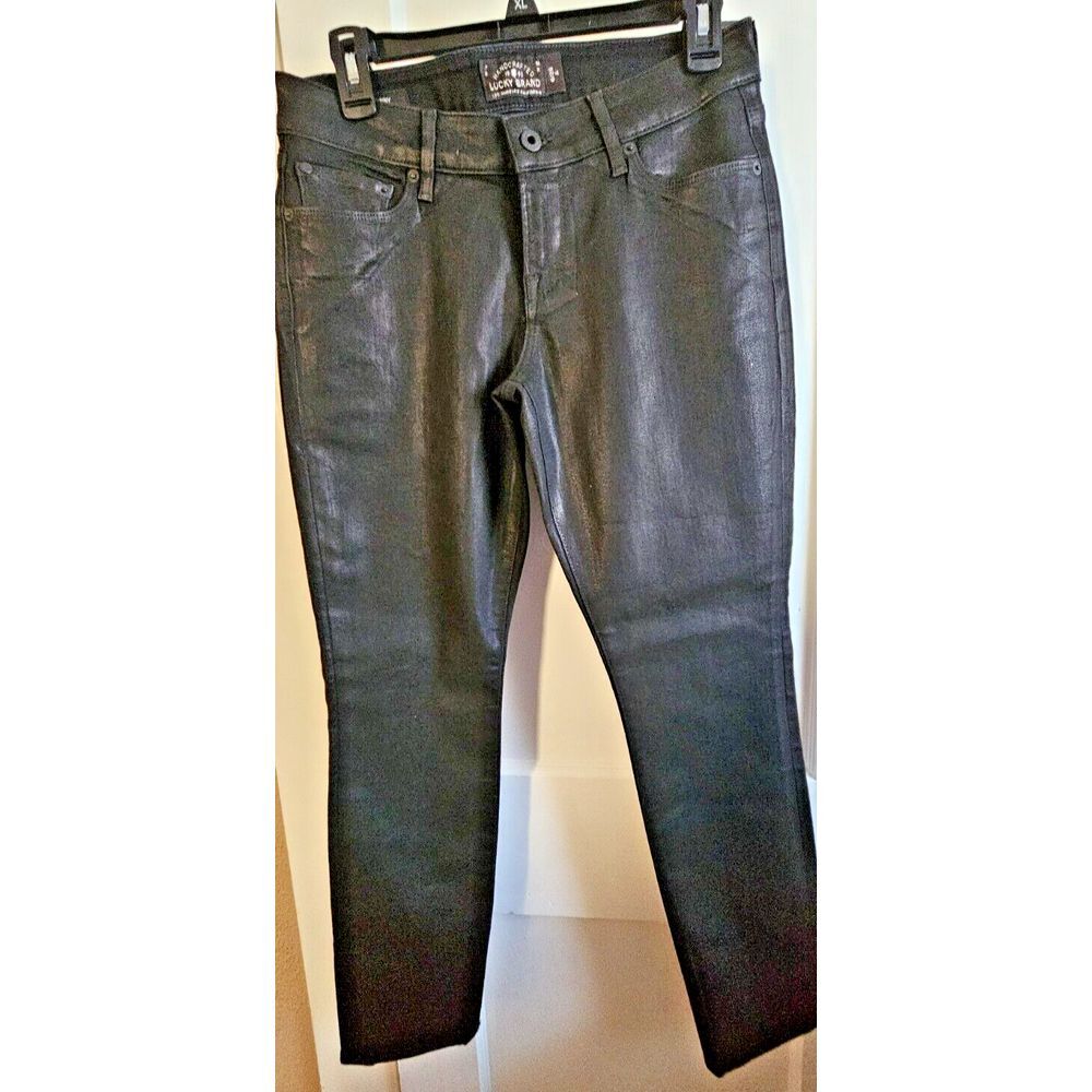 NWT LUCKY BRAND Women Size 6/28 LOLITA SKINNY METALLIC BLACK JEANS